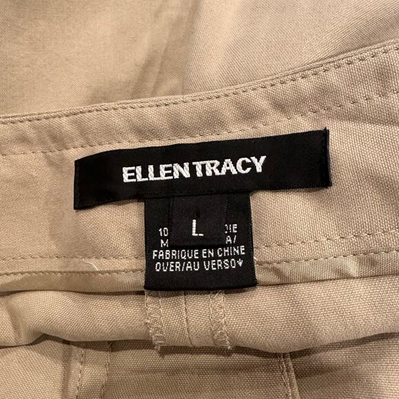 Ellen Tracy 100% Silk Tan Pants sz L Wide Leg Silk Pants - Picture 6 of 8